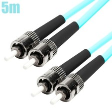 5M ST-ST UL Duplex MultiMode 3mm 50/125 Fiber Optic Optical Cable OFNR OM4 Aqua picture