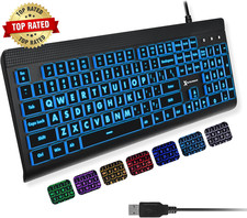 X9 Large Print Backlit Computer Keyboard - Easy to See Big Letters - Lighted USB picture