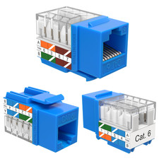 10 Pack Cat6 45° Angled Keystone Jack RJ45 110 Punchdown 8P8C Blue Ethernet picture