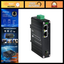 Mini Industrial Fiber to Ethernet Media Converter, 2 Port Gigabit Switch, DIN-Ra picture