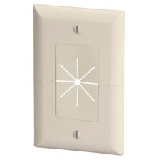 1 Gang Split Wall Plate Flexible Opening Low Voltage HDMI AV Cable Pass Almond picture