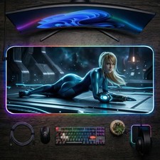 Samus Aran RGB XXL Extended Gaming Desk Mat Anime Style Mouse Pad picture