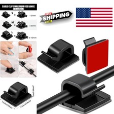 Small Adhesive Cable Clips 60 Count Black for Cord Management on Smooth Surfaces picture
