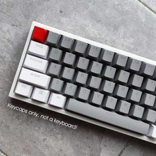 White Gray Retro PBT Doubleshot Keycaps Set OEM Profile for Cherry MX Keyboards picture