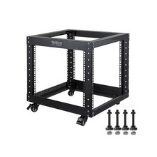 RIVECO 9U Open Frame Server Rack with Casters- Heavy Duty 4 Post Quick Assemb... picture