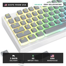 117-Key Grey Pudding Keycaps, OEM Profile PBT Anti-Wear Translucent Backlight fi picture