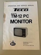 Vintage TECO TM -12 PC Monitor Operation Service Manual picture