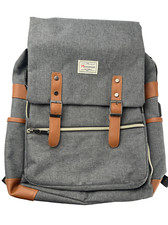 Modoker Grey Laptop Backpack School College USB Port Fleece Pocket Men Women VTG picture