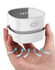 TRZLIFE USB Rechargeable Mini Desk Crumb Vacuum, Portable 81*81*61mm, White picture