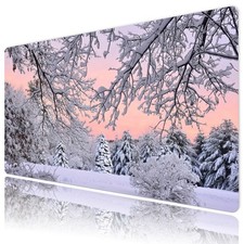 Snow Pine Tree Forest Winter Christmas Desk Mat for Keyboard and Mouse Desk Pad picture