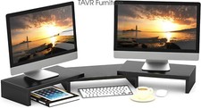 TAVR 3 Dual Wooden Monitor Stand Risers with Length and Angle Adjustable picture