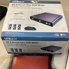 LiteOn 8x USB Slim DVD Writer Portable, USB Powered Burgundy picture