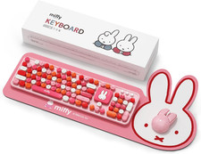 Miffy 104-Key Wireless Keyboard & Mouse Combo with Large Pink Desk Pad - Ergonom picture