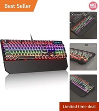 Ergonomic Retro Mechanical Keyboard with RGB Lighting, Ideal for Gaming & Office picture