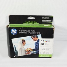 HP Photo Value 2 Pack 57 58 Custom Ink Cartridges 100 Sheet 4” X 6” - New  picture