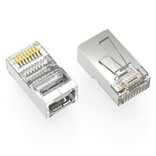 RJ45 CAT5E Shielded Plug Stranded 50 Micron 100pk picture
