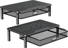 2 Pack Monitor Stand Riser with Drawer, 3 Height Adjustable with Larger Storage picture