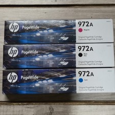 Set Of 3 GENUINE HP 972A Color Ink  CYAN BLACK MAGENTA  Dates: 2024 picture