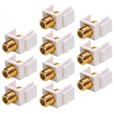 10x F Type Keystone Jack Insert Snap In Connector Coax Cable RG6 RG59 Gold White picture