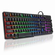 MANHATTAN 104-Key USB Gaming Keyboard Rainbow LED Backlit Spill Resistant Quiet picture