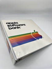 Vintage 1980's Apple Computer Rainbow Logo Software Bank 3-Ring Binder Folder picture