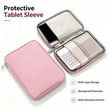 10.9 Inch Laptop Bag PU Leather Waterproof Shockproof Padded Multi Pocket Work picture