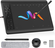 Drawing Tablet 10X6 Inch, 8192 Pressure Levels & Battery-Free Pen picture