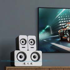 USB Powered Gaming Computer Speaker System Wired 3.5mm Audio Bass/Treble Control picture
