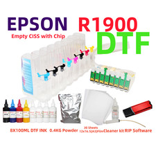 DTF Printing Kit for Stylus R1900: CISS, Ink, Film, Powder, RIP picture