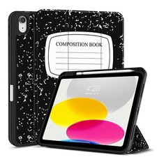 Trifold Smart Stand Cover - Case for 10th Gen iPad 2022, Composition Book Black picture