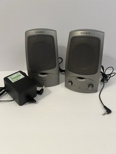 Sony SRS-A57 MEGA BASS Computer Speakers w/ AC Adapter Silver - TESTED picture