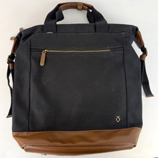 VESSEL Heavy Canvas and Faux Suede Synthetic Leather Backpack - Black/Brown picture