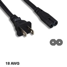 Kentek 6' ft 18 AWG Non-Polarized Power Cord NEMA 1-15P to IEC60320 C7 10A/125V picture