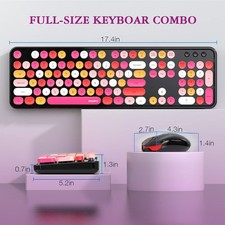 MOFii Wireless Keyboard and Mouse Combo 2.4Ghz Colorful Retro Full-Size Keyboard picture