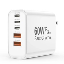 USB C Charger Block, 60W 5-Port Type C Charger Fast Charging Block, USBC White picture