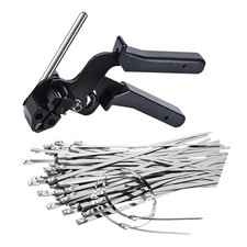 Metal Cable Tie Gun with 100pcs Stainless Steel Zip Ties 7.87in Cutting Kit picture