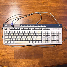 HP Wired USB Keyboard Silver Black Multimedia Keys P/N 5187-1767 For Parts picture