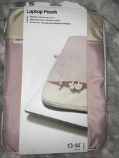 U Brands Pink & Beige Grid Patterned Laptop Pouch 13-14