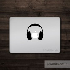 Headphones - Mac Apple Logo Laptop Vinyl Decal Sticker Macbook Music Sound picture