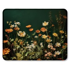 Dark Green Fall Autumn Floral Mouse Pad 9.5x7.9 in picture