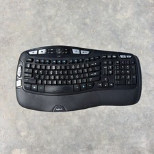 Logitech K350 Wireless Wave Ergonomic Keyboard Black Tested Works No USB Dongle picture