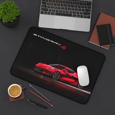Chevrolet Corvette C8 Stingray Red - Desk Mat Gaming Mouse Pad - Stitched Edge picture