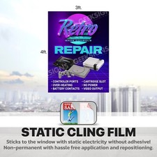 Retro Game Console Repair retail window wrap sign banner game Nintendo Xbox picture