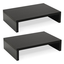2-Pack Wood Monitor Stand Riser for Desk , Black picture