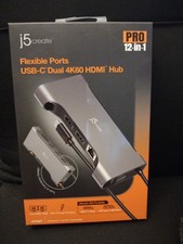 j5create Flexible Ports USB-C® Dual 4K60 HDMI™ Hub Pro (12-in-1) Brand New picture