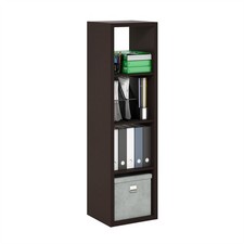 Bookshelf 4 Cube Vertical Extra Thick Dark Oak Furinno LU23002DOK Cubicle picture