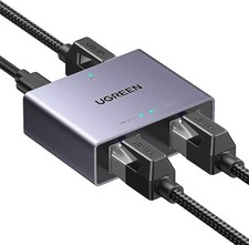 1000Mbps Ethernet Splitter 1 to 2 - Plug and Play RJ45 Switch in Space Grey picture