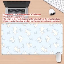 2D Flat Light Blue Ribbon Bunny Desk Mat Gaming Mouse Pad 1pc - Non-Slip Rubbe picture