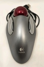 Logitech T-BC21  Trackman Trackball USB Mouse Marble Red Ball Tested picture