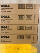 4 Dell 3010cn Full Set Black/Cyan/Yellow/Magenta (XH005,TH204,JH565,WH006) picture